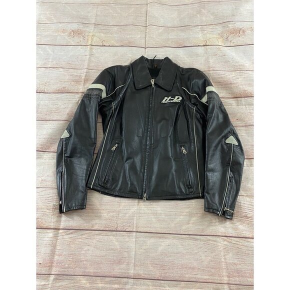 Harley Davidson Embroidered Leather Motorcycle Jacket - XS - Picture 2 of 13